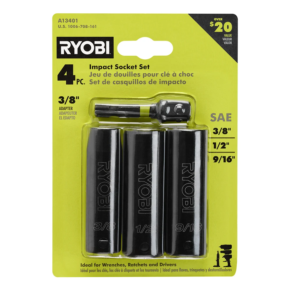 4 PC. 3/8" Drive SAE Impact Socket Set