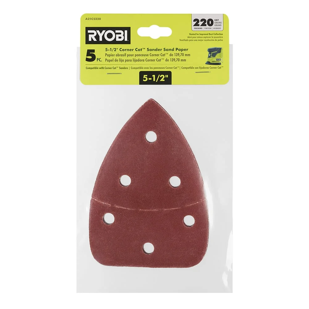 5 PC. 220 Grit 5-1/2" Corner Cat Sander Sand Paper