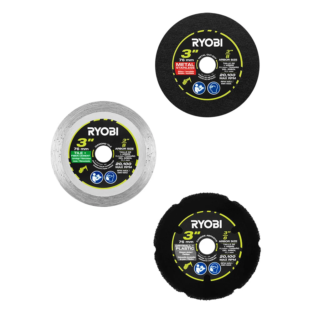 3 PC. 3" Multi-Material Cut-Off Wheel Set