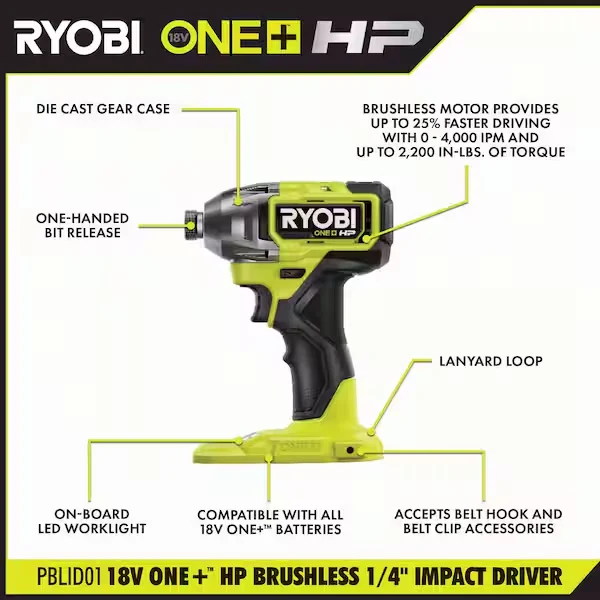 18V ONE+ HP Brushless 1/4" Impact Driver - Image 5