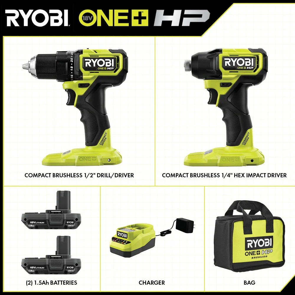 18V ONE+ HP Brushless Compact 2-Tool Combo Kit - Image 2
