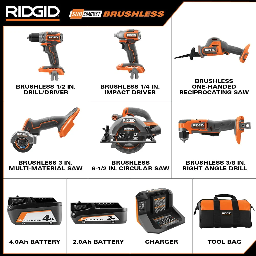 18V SubCompact Brushless 6-Tool Combo Kit - Image 2