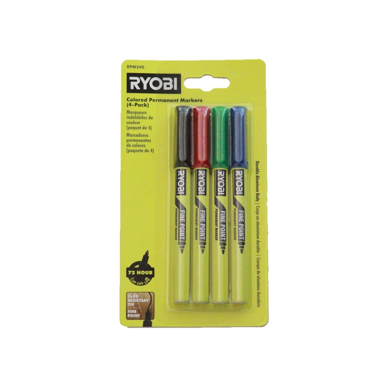 Colored Permanent Markers (4-Pack)