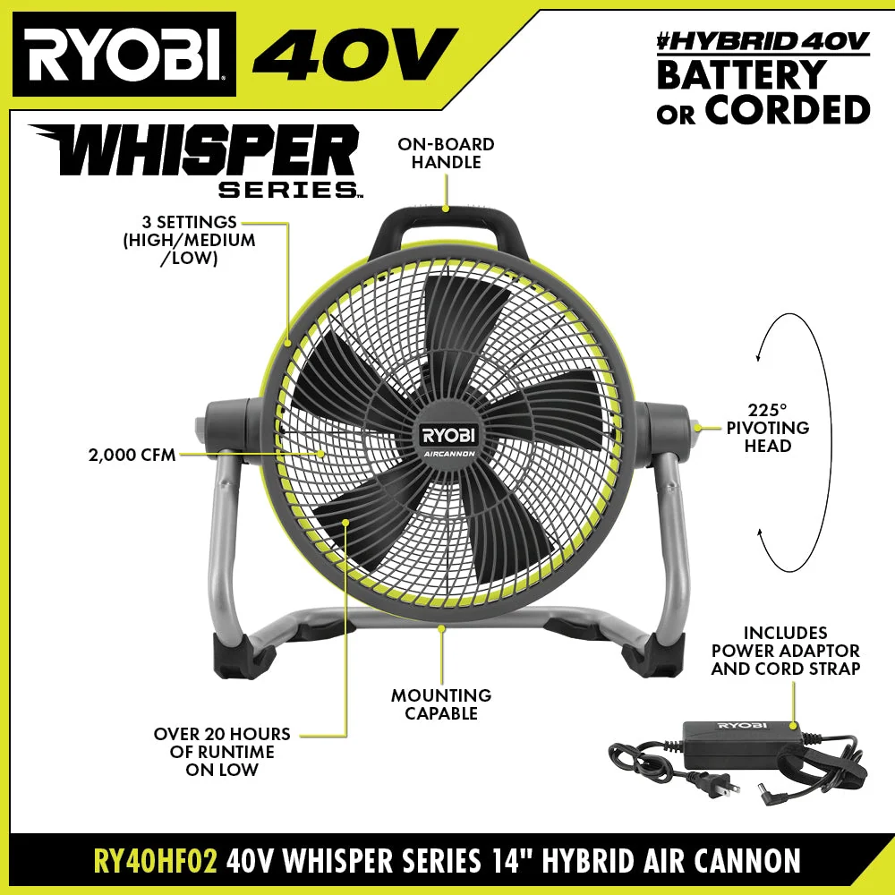 40V Hybrid WHISPER Series 14" Air Cannon Fan - Image 5