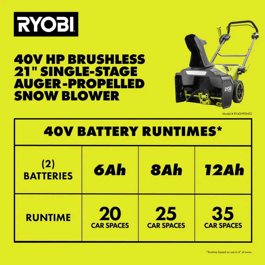 40V HP Brushless 21” Single-Stage Auger-Propelled Snow Blower Kit - Image 11